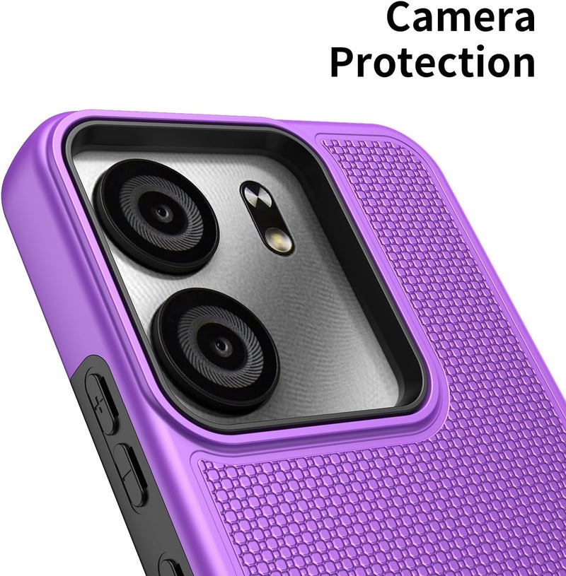 Mocotto for BLU View 5 Phone Case with Tempered Glass Screen Protector,Dual Layer Heavy Duty Shockproof Protection Phone Case Cover for BLU View 5 (Purple) - Image 4